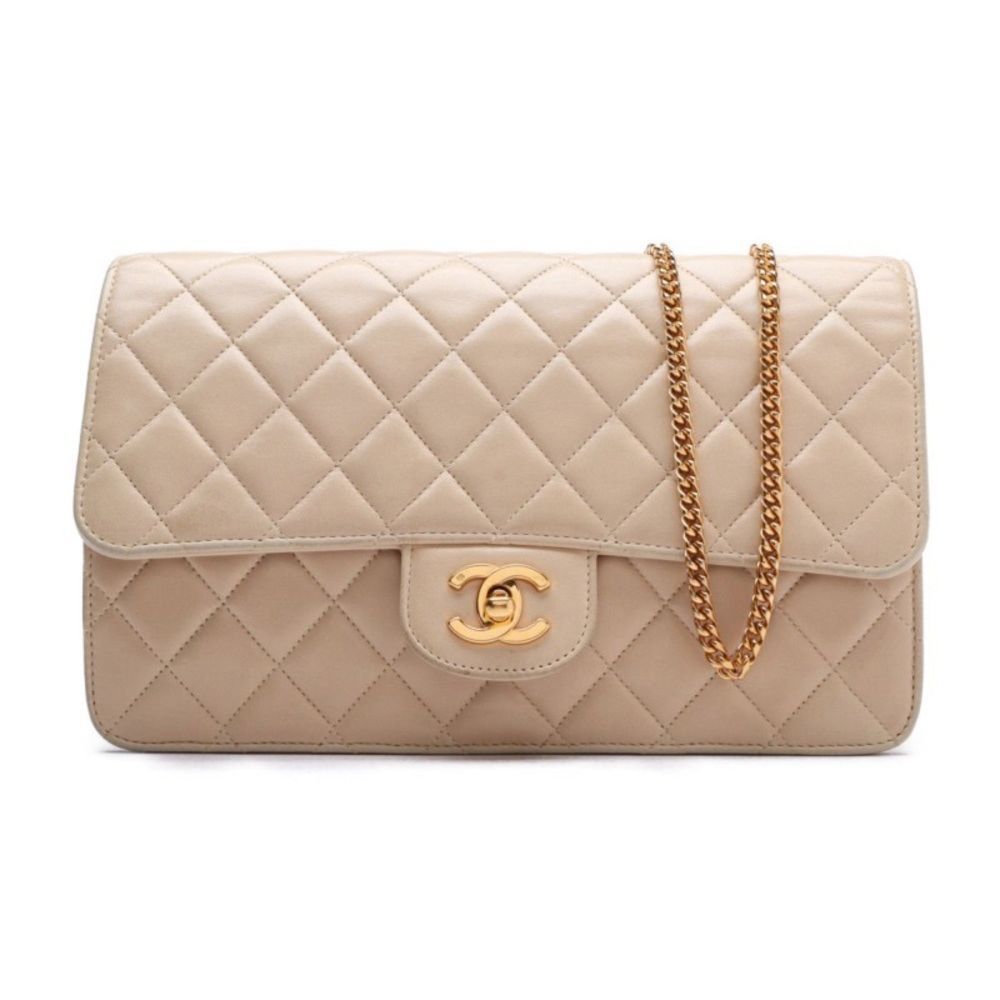 Chanel Matelasse Turnlock Chain Shoulder Lambskin Beige Mini Bag Shoulder Bag